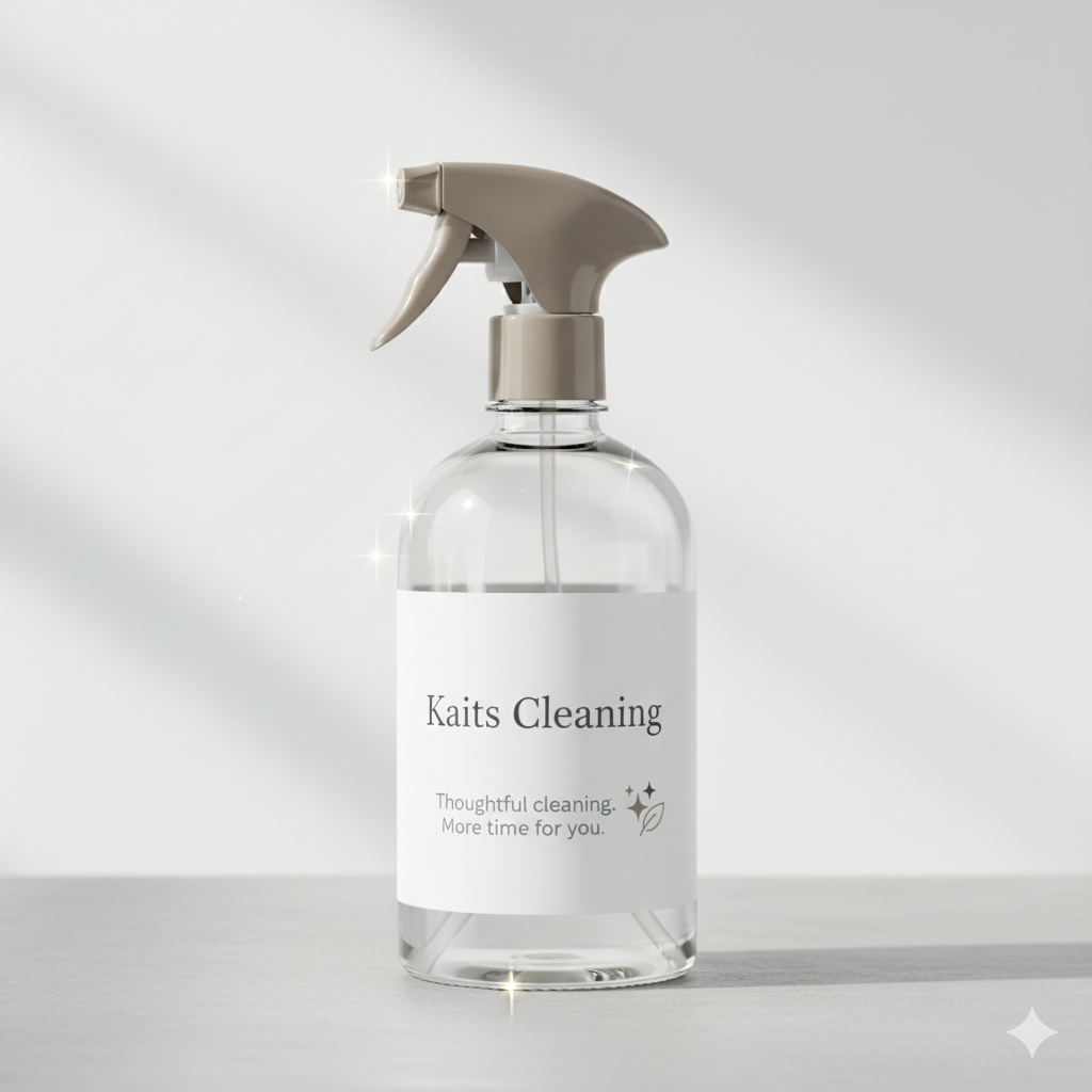 Kait's Cleaner bottle on a white counter.